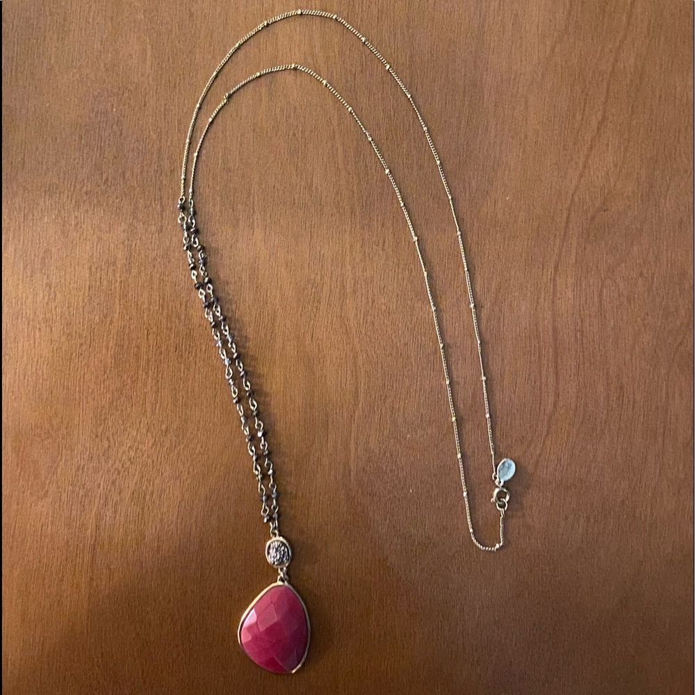 LOFT Druzy and Stone Pendant Necklace